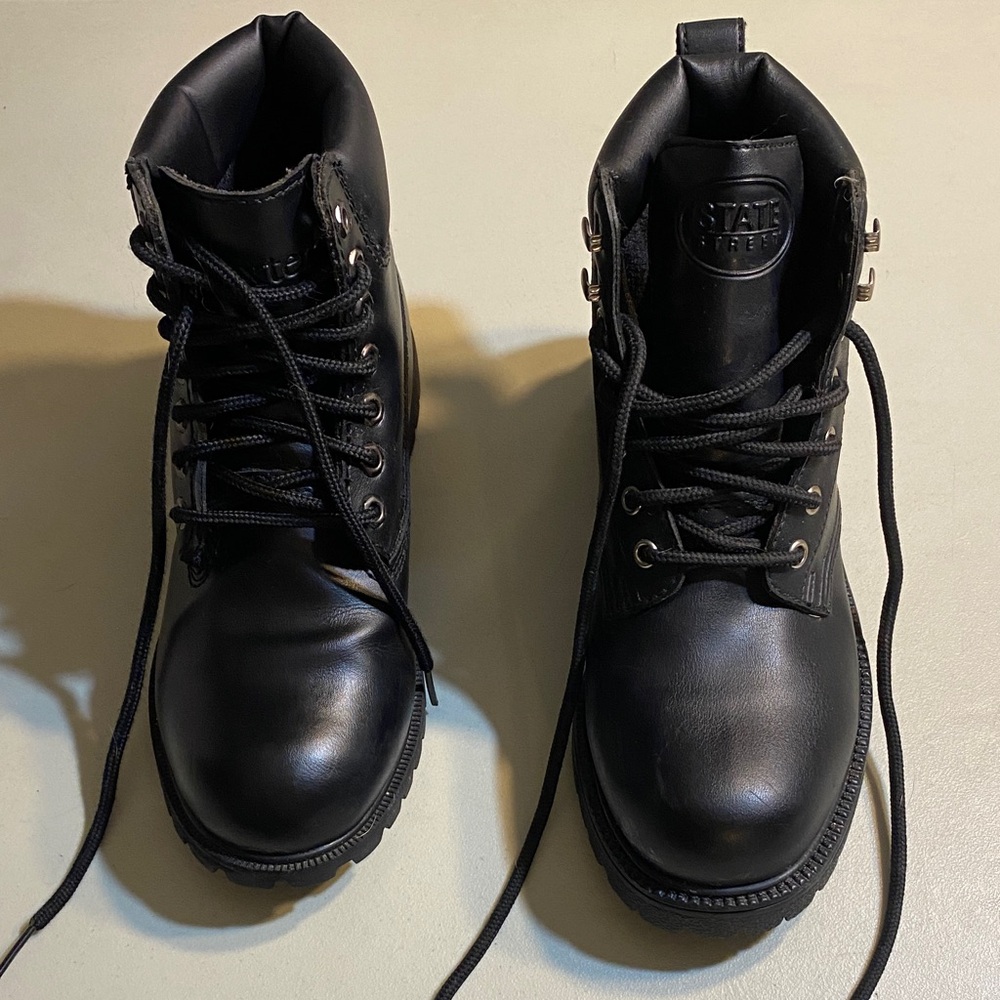 State Street Black Men's Lace-Up Work Boots - Padded Collar